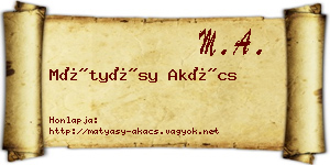 Mátyásy Akács névjegykártya